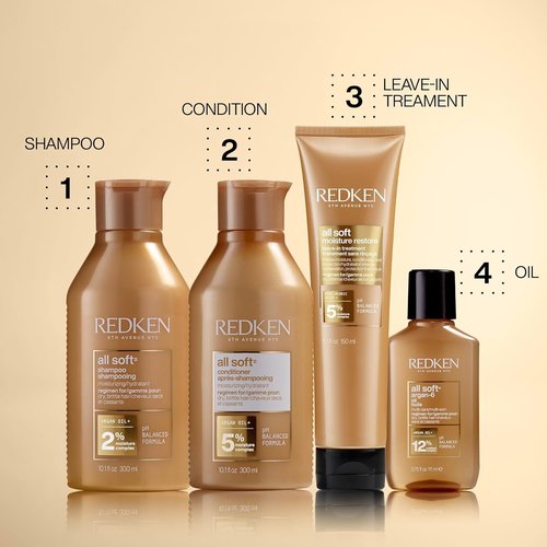 Redken All Soft Shampoo - Moisturizing Formula with Argan Oil for Soft, Hydrated Hair | Safe for Color-Treated Hair