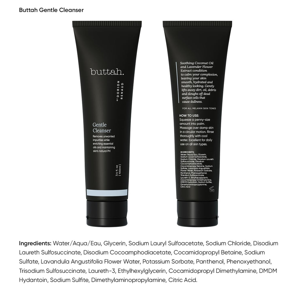 Buttah Skin Facial Gel Cleanser 3.4oz - Gentle & Clarifying Face Wash - Oil & Dirt Extracting Wash - Daily Cleansing - Face Wash for Melanin Rich Skin - Black Founded