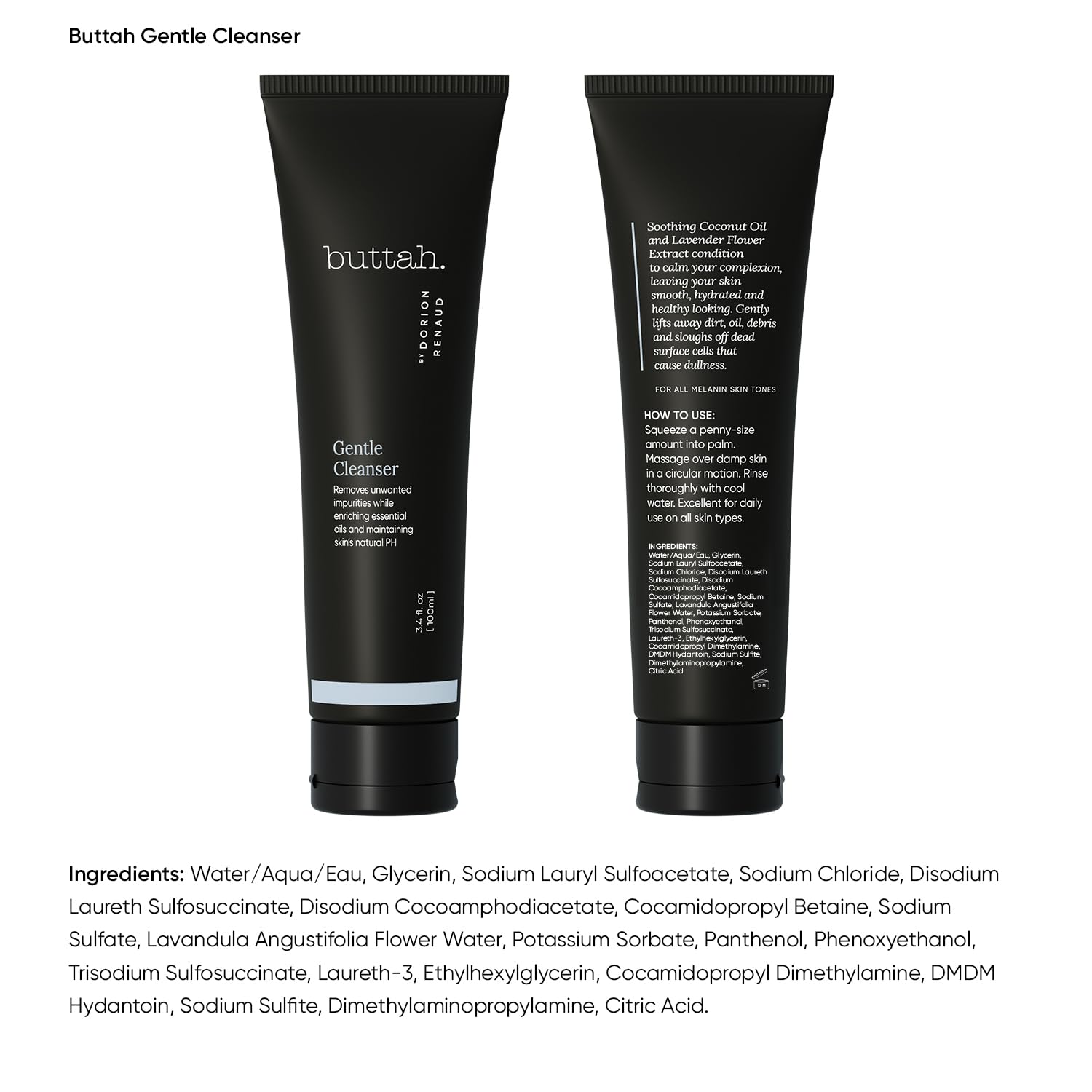 Buttah Skin Facial Gel Cleanser 3.4oz - Gentle & Clarifying Face Wash - Oil & Dirt Extracting Wash - Daily Cleansing - Face Wash for Melanin Rich Skin - Black Founded