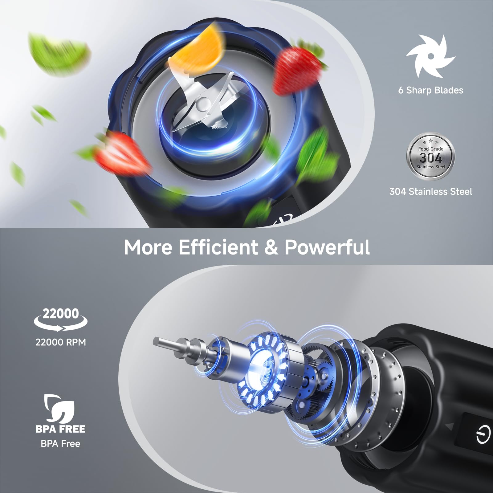 TOMUOO Portable Blender, USB C Cordless Smoothie Blender with LED Display