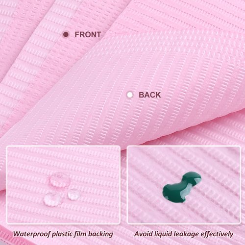 SUTOKAKA 50Pcs Pink Disposable Table Mats for Nail Art 3 Ply Foldable Waterproof Dental Bibs Tattoo Sheets Nail Practice Table Cover for Medical Supplies Manicure Salon Pads
