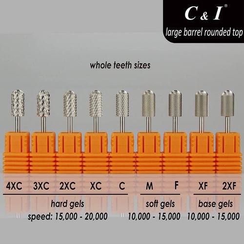 C & I Rounded Top Nail Drill, Large Barrel Edition, E-File Head for Nail File Machines, Design for Quick Remove Gel Nails (Ultra Coarse -4XC)