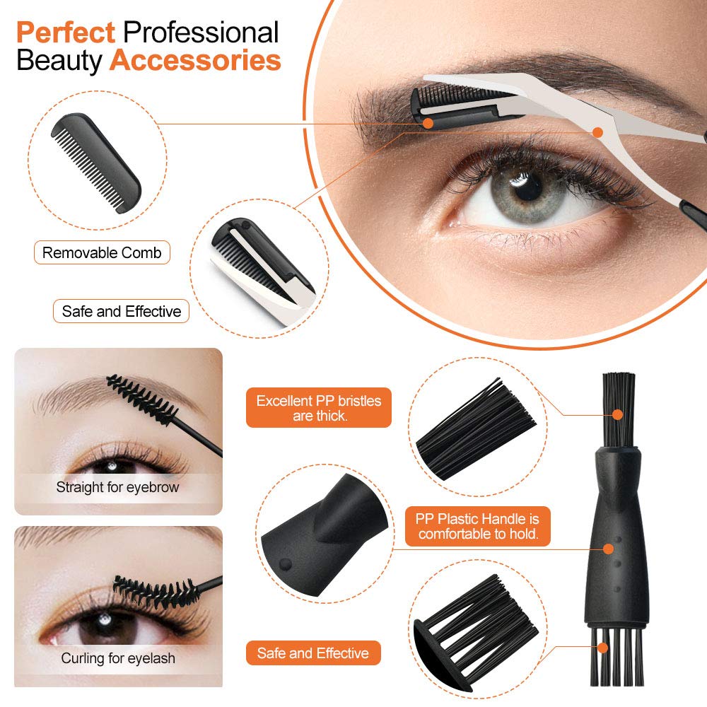 14 in 1 Eyebrow Razor Kit, Professional Dermaplane Face Razor for Women, Eyebrow Trimmer for Hair & Peach Fuzz Remover, Face Shavers for Women with Tweezers/Scissors/Clipper/Spoolie Brush