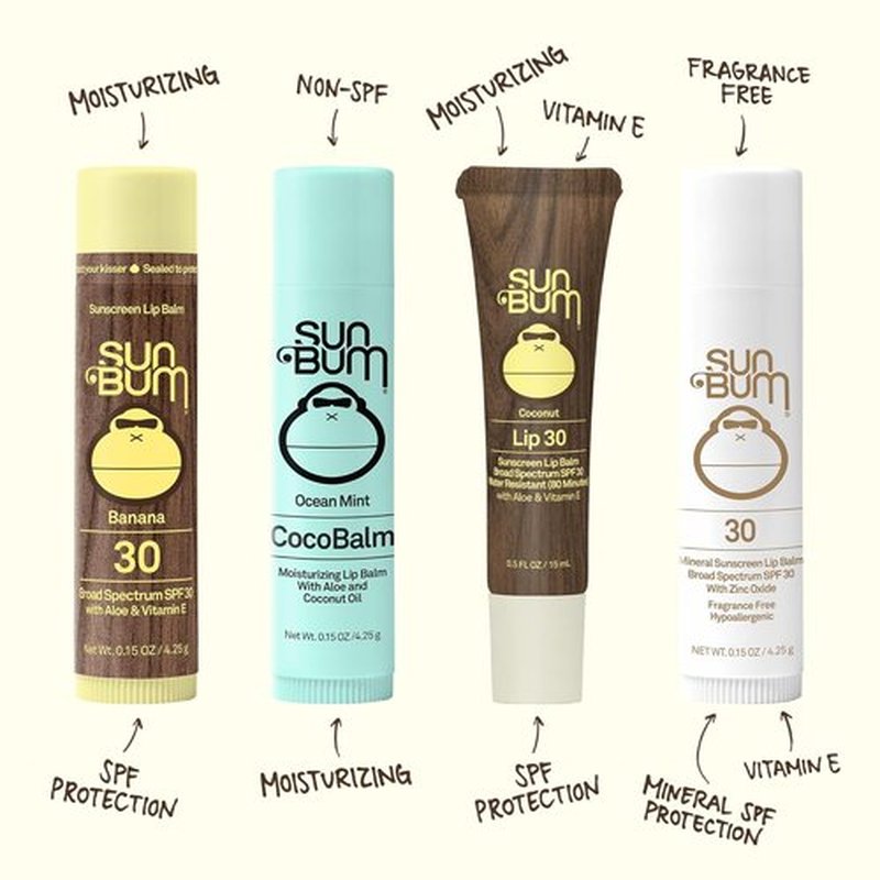 Sun Bum SPF 30 Mineral Sunscreen Lip Balm - Zinc-Based UVA/UVB Protection - 0.15 oz Stick | Hawaii Compliant