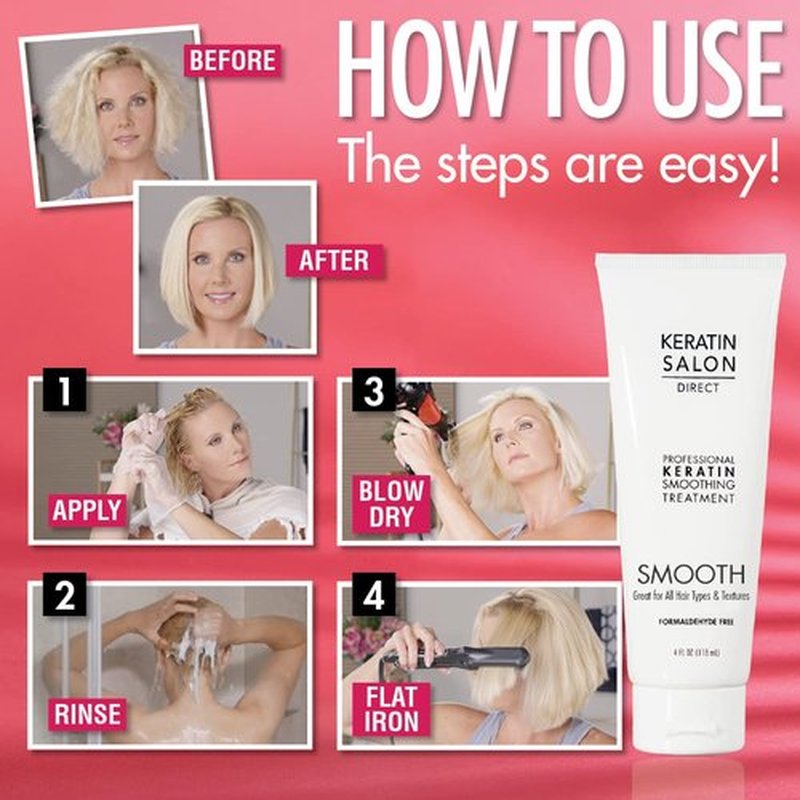 Keratin Salon Direct Keratin Hair Treatment - Frizz Control & Smoothing | 4 oz, Formaldehyde Free, Salon Quality