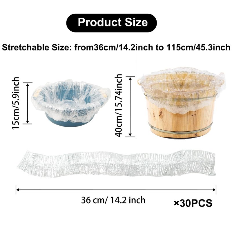 WOOPSOO Disposable Foot Tub Liner Disposable Clear Pedicure Spa Liners Plastic Pedicure Bowl Liners, Portable Thin Large for Foot Pedicure Spa Beauty Salon Hotel Home Use (30 Pcs)