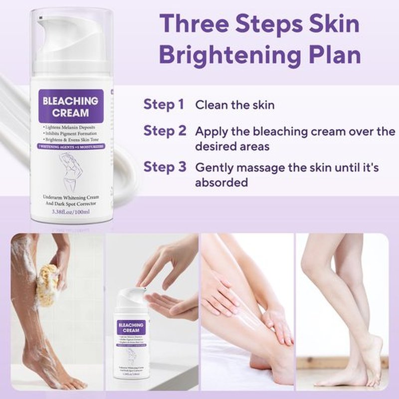 Skin Bleaching Cream, Dark Spot Remover for Face and Body, Hyperpigmentation Relief, Skin Lightening Cream with Vitamin C for Intimate Areas, Underarms, Knees, Elbows & Bikini Line, 3.38fl.oz