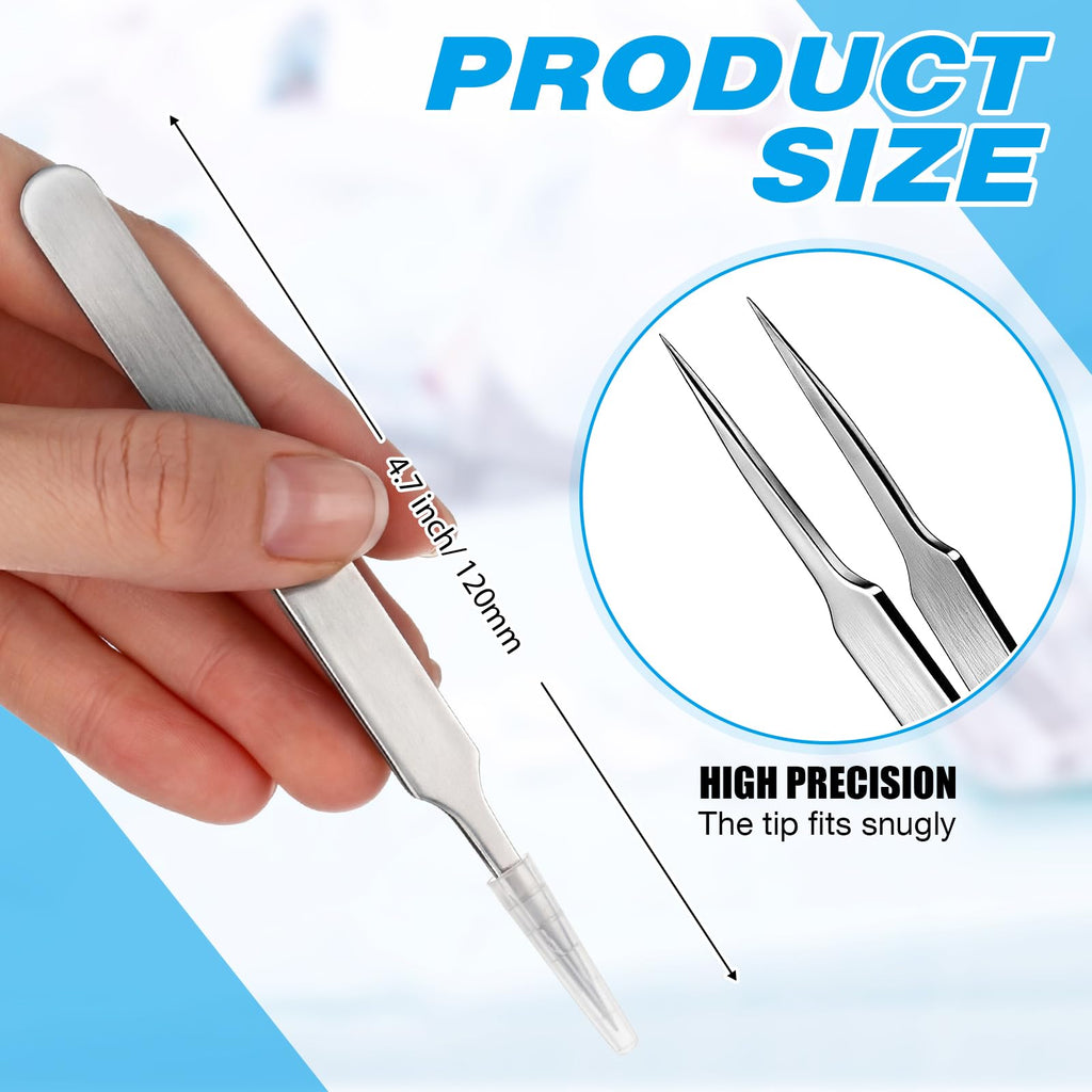 Oh Klyzo 10 Pcs High Precision Tweezers Fine Point Tips High-end Stainless Steel Tweezers for Craft 4.7" Tweezer for Electrical Repair, Craft, Sewing, Hair Removal, Laboratory Work