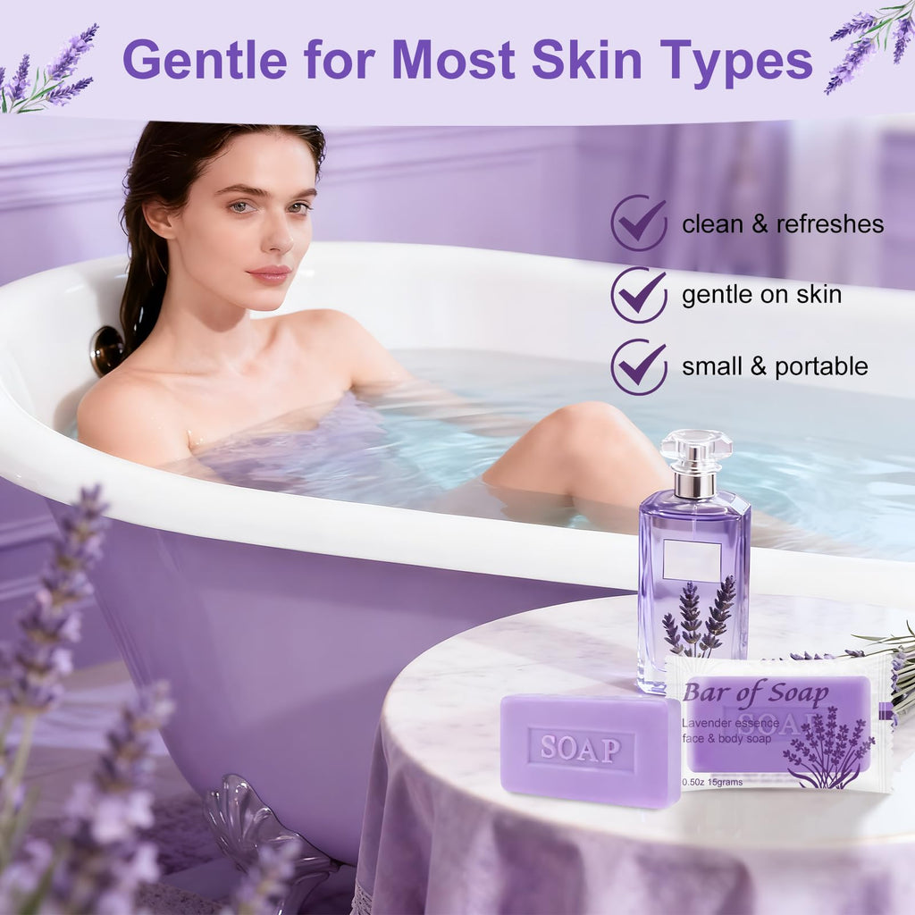 skourvut Bulk Bar Soap Travel Mini Soap Bars Bulk 0.5 oz,Guest Soaps Small for Bathroom,Hotel Soap Bars for Hotel Hospitality Homeless (Lavender,Pack of 150)