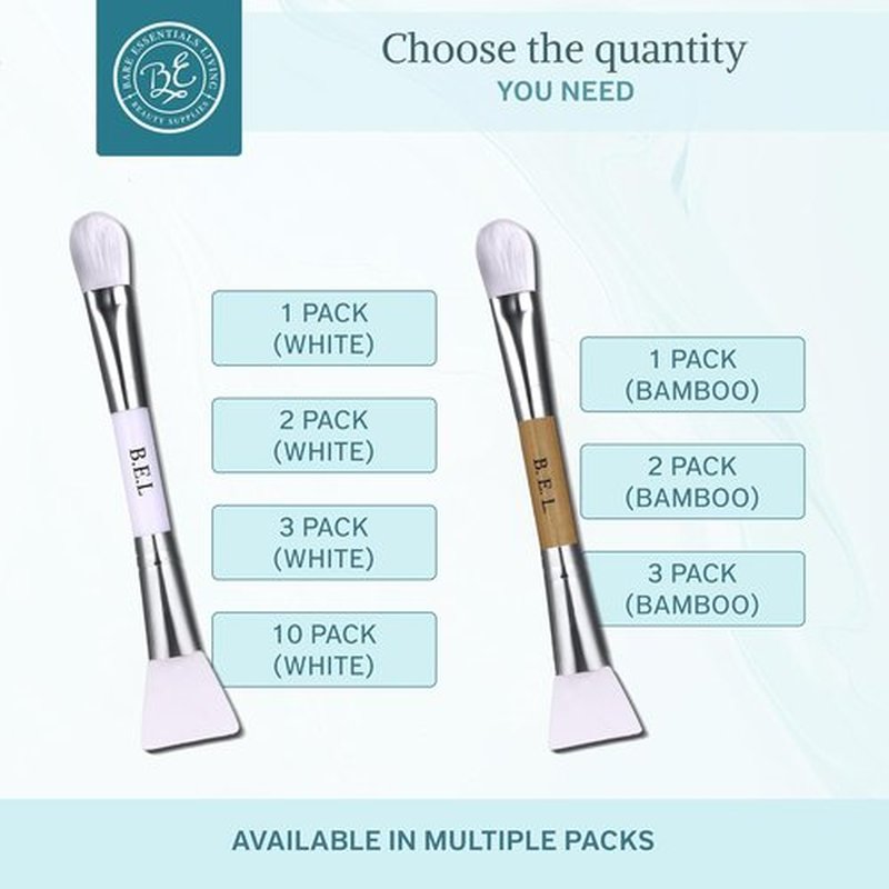 Bare Essentials Living - Clay Face Mask Brush | Dual Soft Silicone Applicator Tool in White (1 Pack) for Skincare and Moisturizers