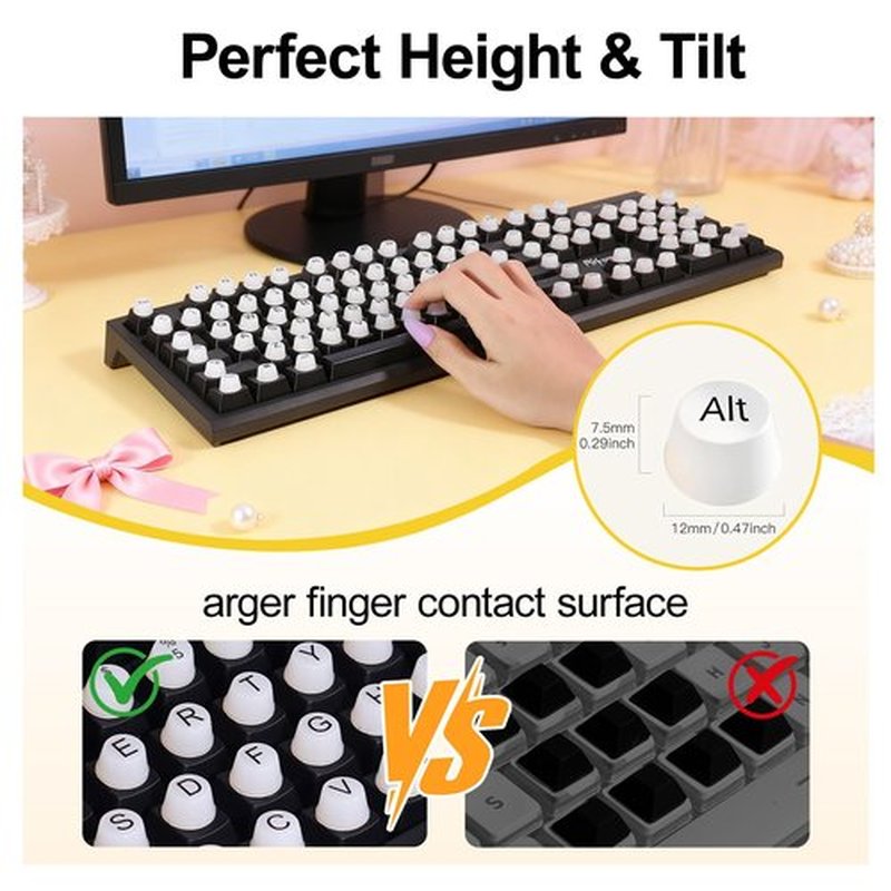 128Pcs Raised Keyboard Stickers for Long Nails with Letters, Soft Silicone Keyboard Bubbles for Women, Nail Art Typing Keycaps for Desktops (White, 128pcs)