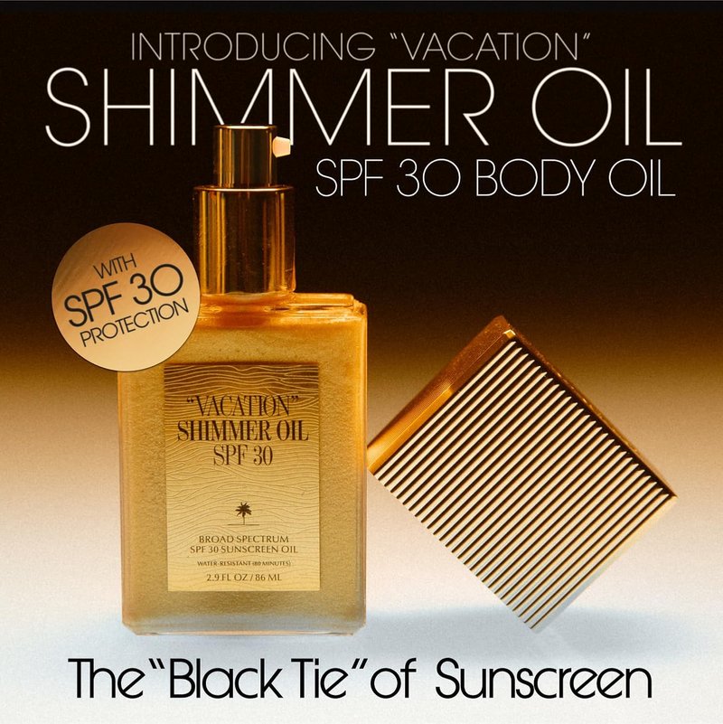 Vacation Shimmer Oil SPF 30 - Water-Resistant Body Sunscreen for All Skin Tones | Vegan Travel Size 2.9 Fl. Oz.