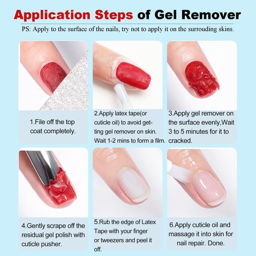Gel Polish Remover, Gel Remover Kit Includes Cuticle Oil for Nail & Nail Polish Remover Tool No Soaking or Wrapping Removes Gel Polish in 2-5 Minutes