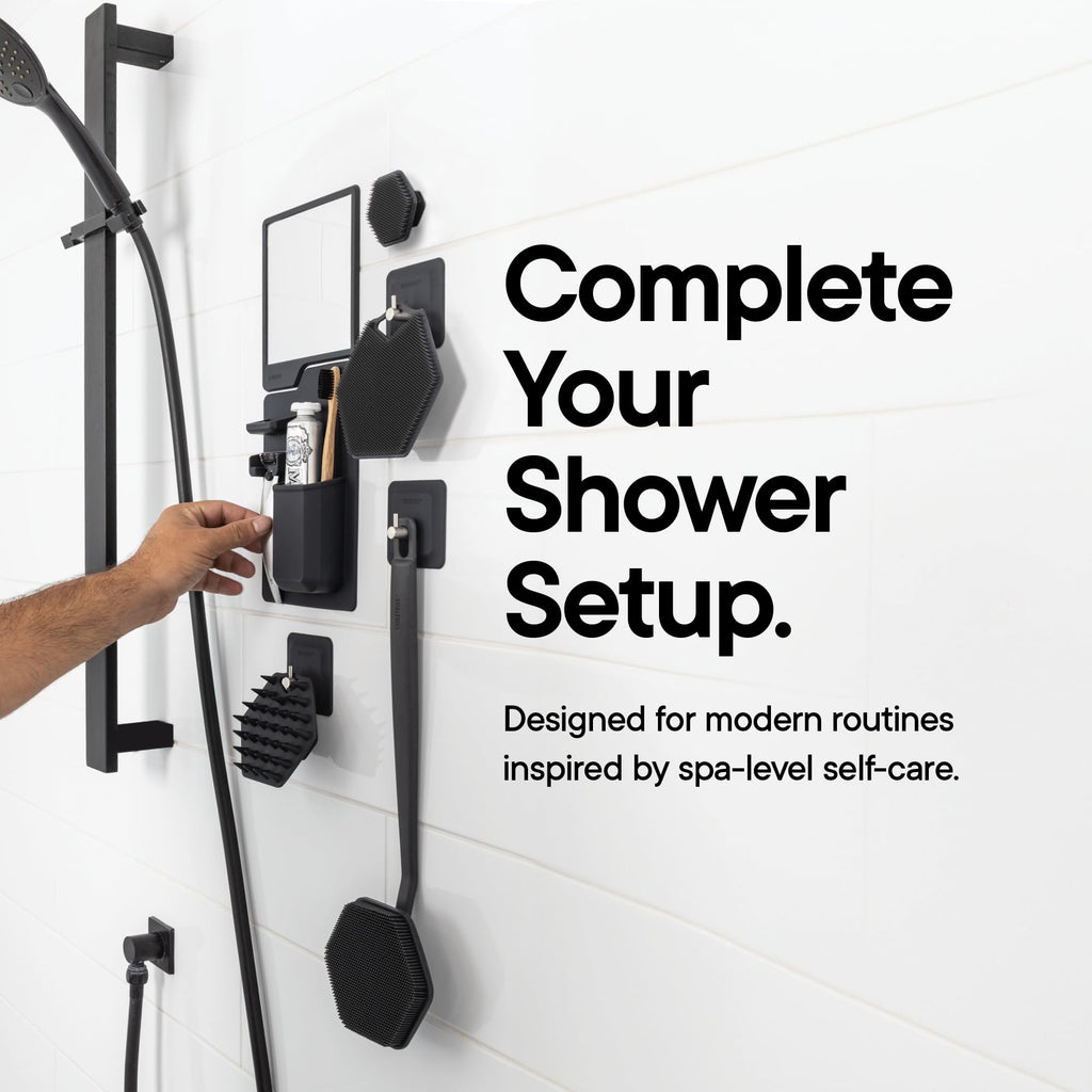 TOOLETRIES Arnold Silicone Shower Hook, Adhesive Bathroom Hook - Charcoal