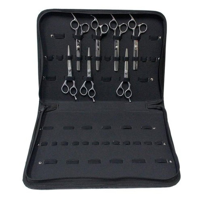 PU Leather Hair Scissor Holder Pouch Cases for Hairdressers, Salon Hairdresser Tools organizer Bag (Black)