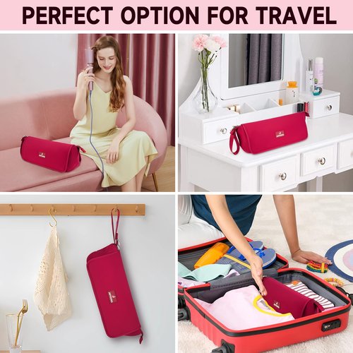 Jaffzora Hair Tools Travel Bag with Heat Resistant Mat and Lining, Portable 2 in 1 Hair Storage Bag for Curling Iron, Flat Irons, Straighteners and Haircare Accessories(Red)