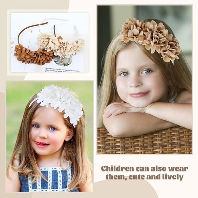 Dizila 8 Pieces Retro Flower Headbands Floral Hair Bands Hoops Wedding Birthday Party Christmas Hair Accessories for Women Girls Teens Kids
