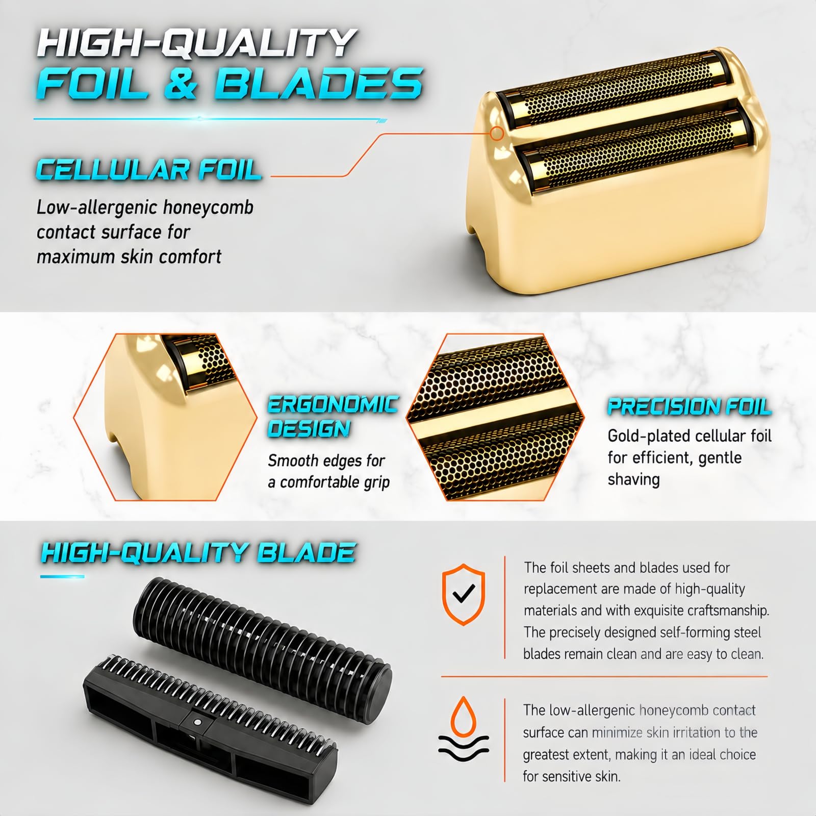 Shaver Replacement Foil & Cutters Compatible with BaBylissPRO FXFS2 Heads