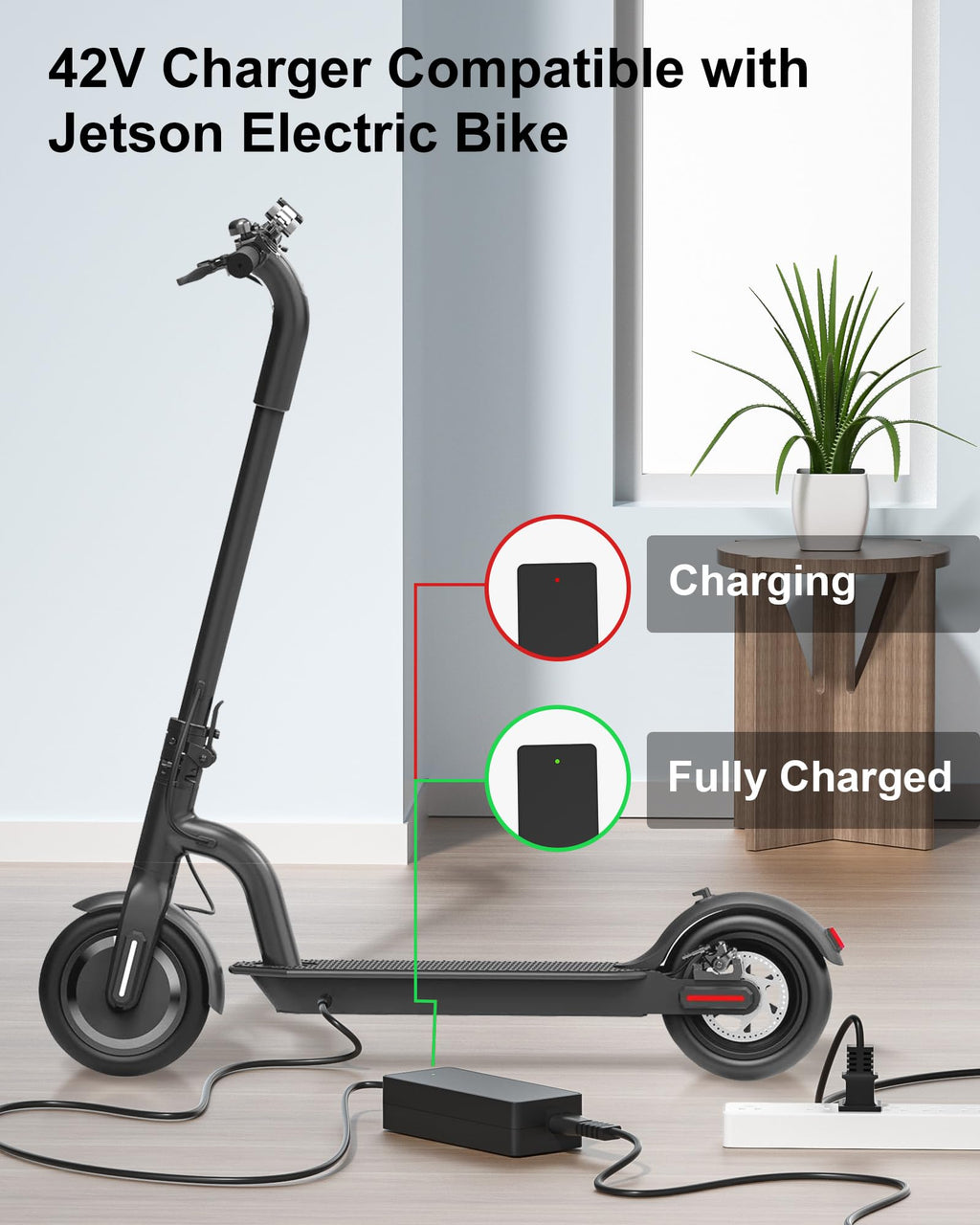 WUKUR 42V Charger for Jetson Electric Bike Compatible with Jetson Scooter Bolt/Bolt Pro/Adventure/Journey/Shadow/LX10/J5/J8 Bikes, for Jetson Eris Pro/Ora Pro/Racer/Rhythm Scooter Power Supply
