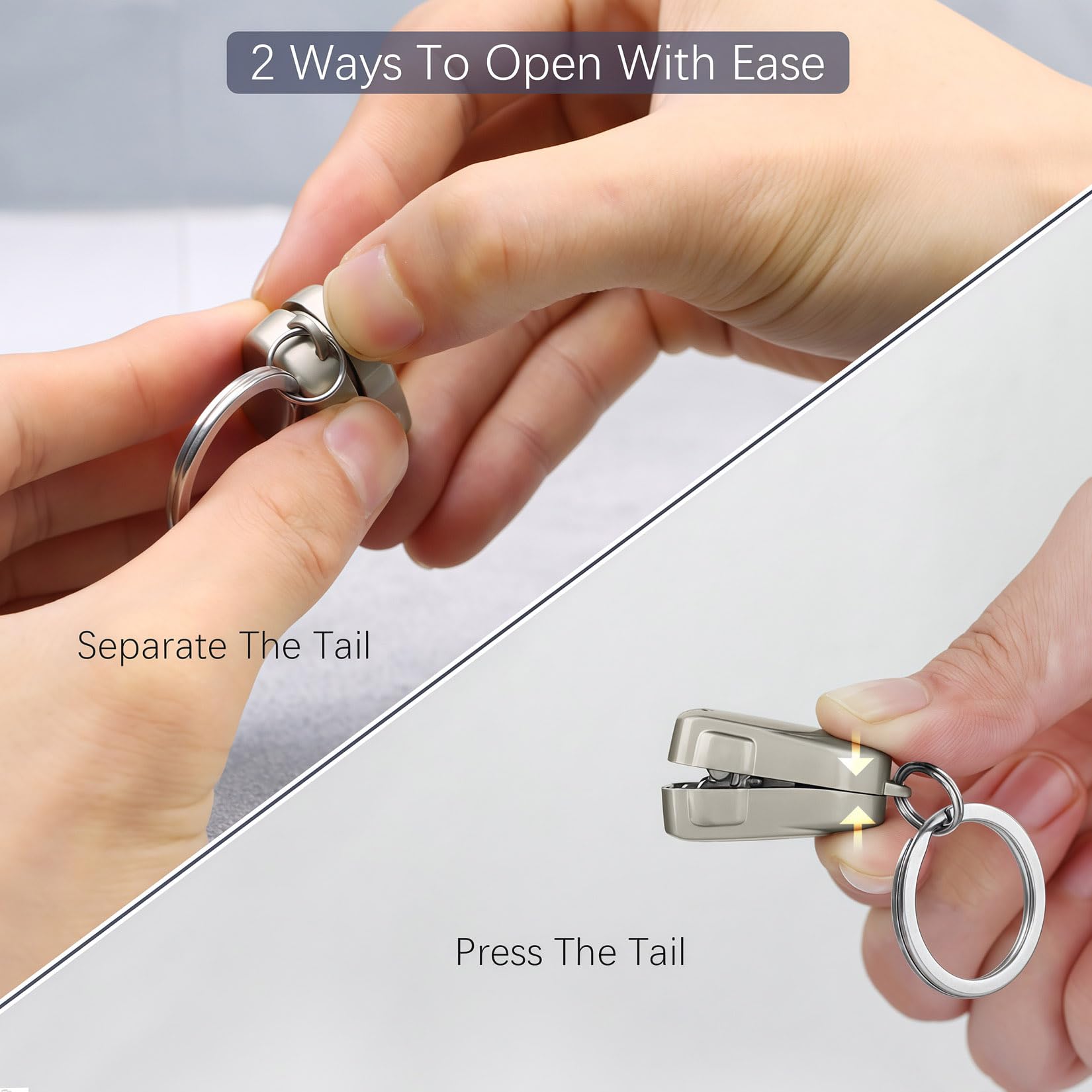 VOGARB Portable Mini Nail Clippers Collapsible Keychain Nail Clipper for Men and Women Fingernail and Toenails, Stainless Steel, Champagne