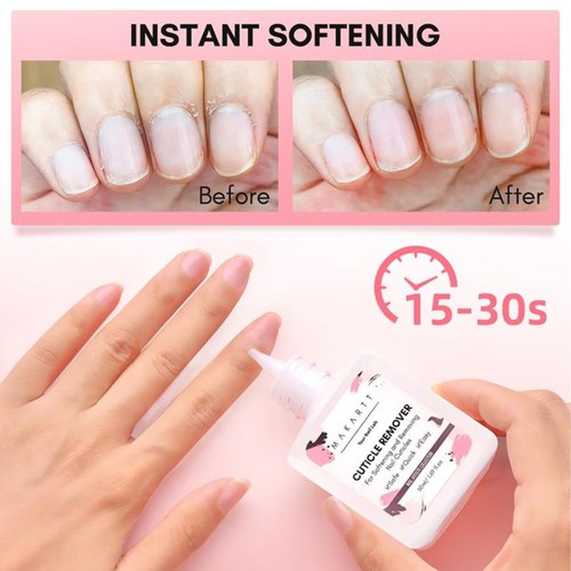 Makartt Cuticle Remover Liquid - 50ml Professional Softener for Dry Cuticles | Salon-Quality Nail Care