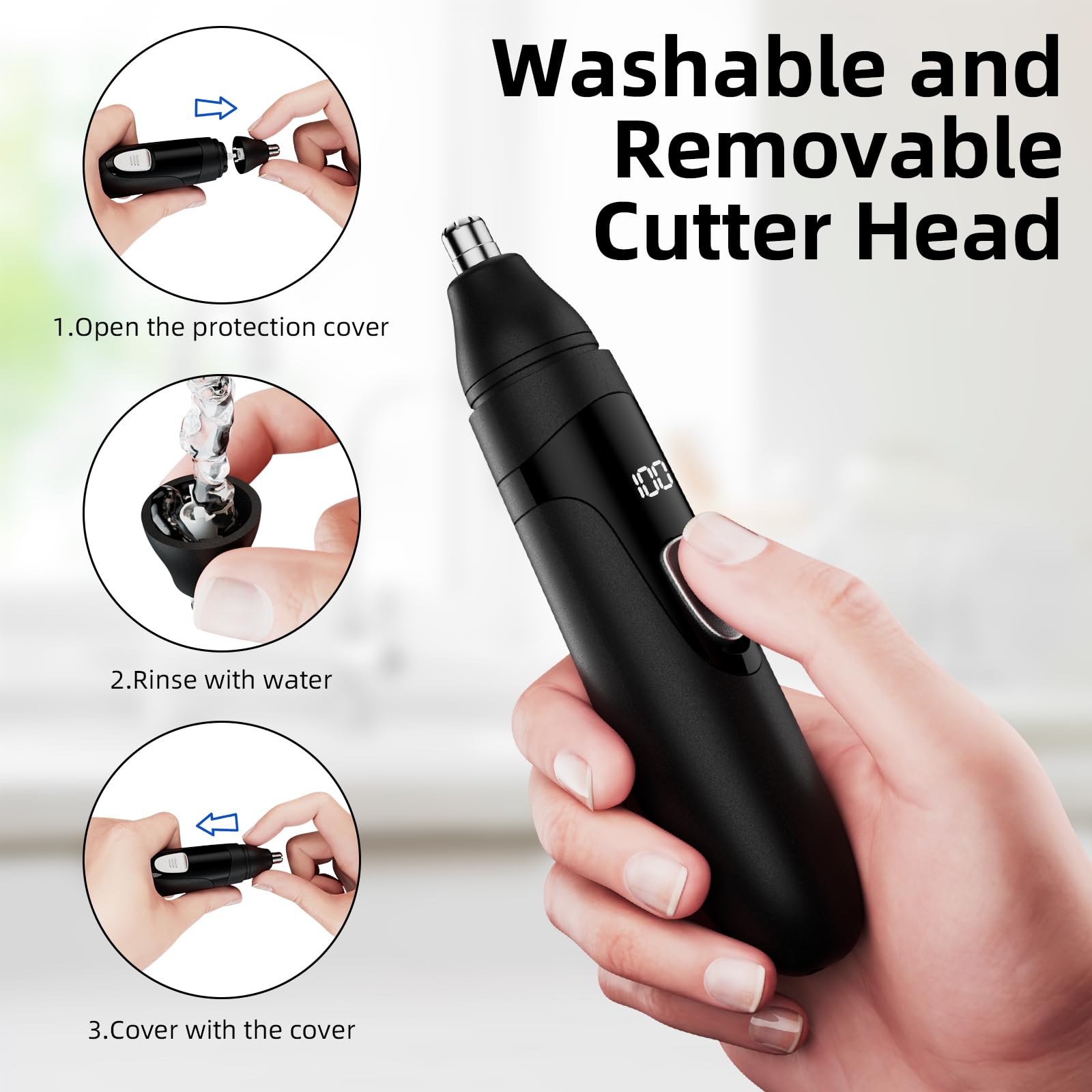SHOBES Nose Hair Trimmer Painless Rechargeable Ear and Eyebrow Trimmer Professional with Edge Blades (Orange)