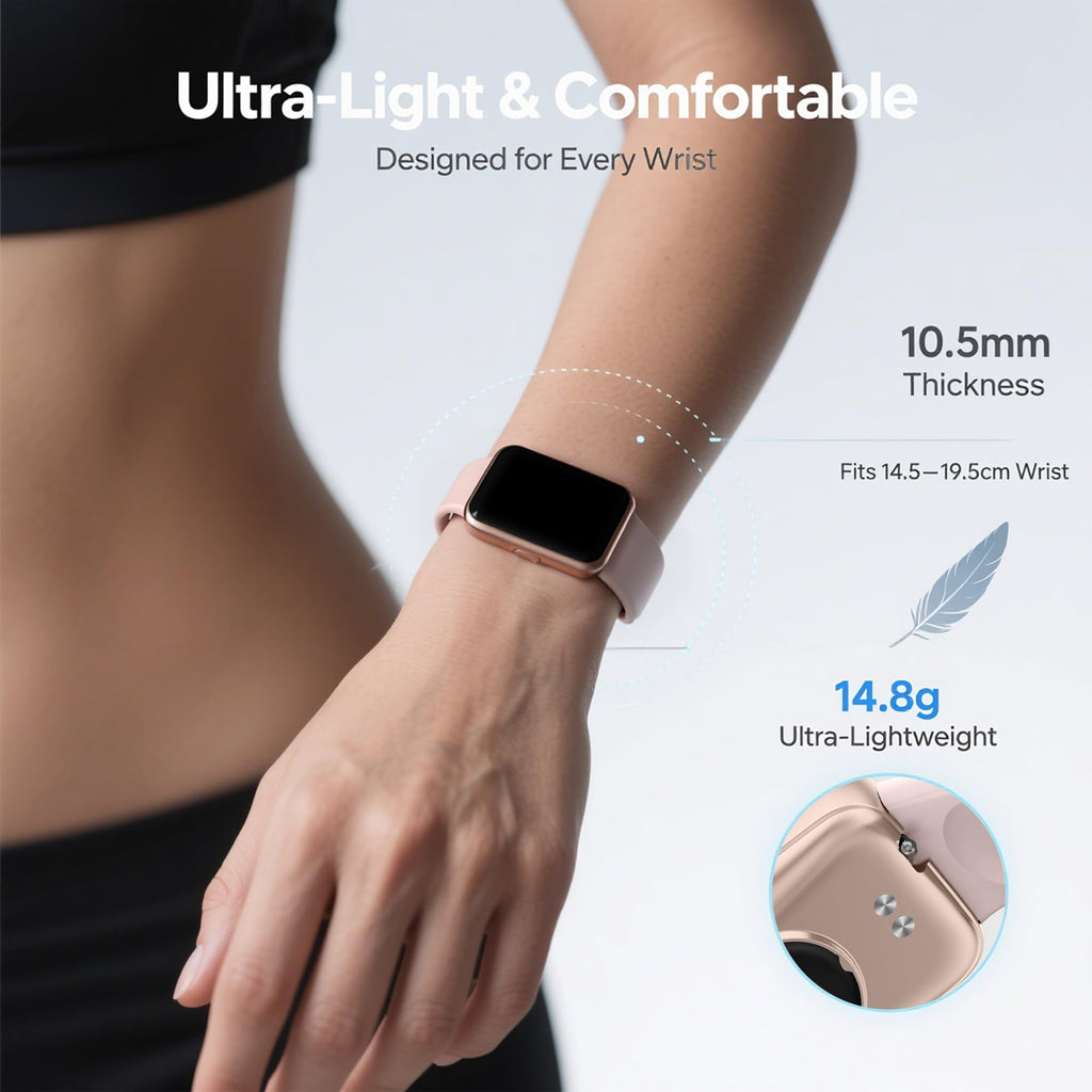 Motivaris Fitness Tracker for Men & Women, 1.47” HD Smart Band, 24/7 Heart Rate & SpO2 Tracking, Sleep Monitor & Step Counter, 100+ Sports Modes, 3ATM Waterproof, Compatible with Android & iOS, Pink