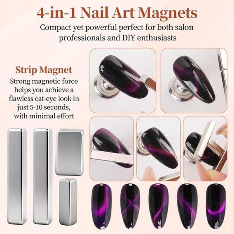 heemeei Cat Eye Magnet Set, 38Pcs Cat Eye Magnets for Nails, Cat Eye Gel Nail Polish Magnet for Nail Art, Strong Nail Magnets Tools for Cat Eye Gel Polish, Magnetic Sticks for Home Salon DIY