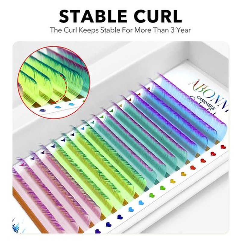 Colored Lash Extensions, 16 Rows Cashmere eyelashes, 0.07 D Curl 17-20mm Classic eyelash Extensions, Single Lash Extensions for Professional Salon Use(0.07-D-Ombre 17-20)