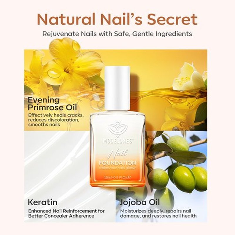 Modelones Nail Strengthener - Milky White Nail Polish for Damaged Nails | 15ml Natural Hardener