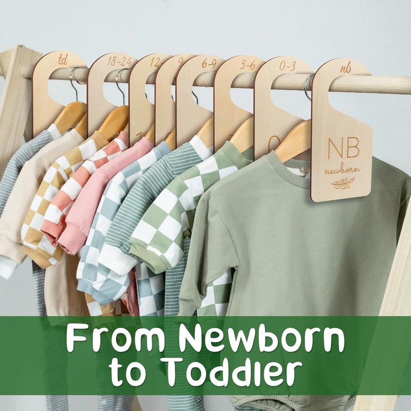 Baby Closet Dividers - Wooden Size Organizers for Newborn to Toddler | Double-Sided Gender Neutral