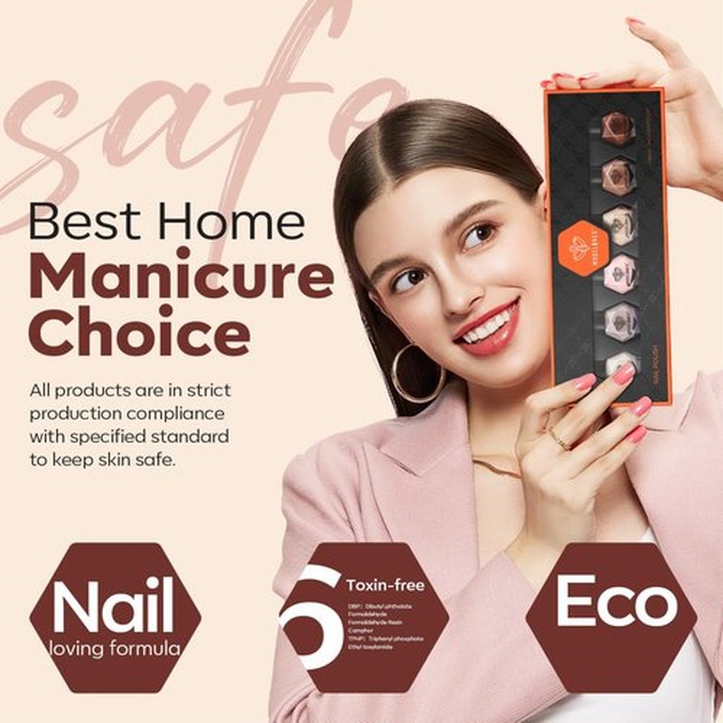 modelones Nail Polish Set, 6 Colors Nude Brown Pink Skin Tones Milky White Mini Nail Polish Fall Winter Neutral Brown Quick Dry Fingernail Polish Manicure DIY Salon Home Gifts for Women Girl