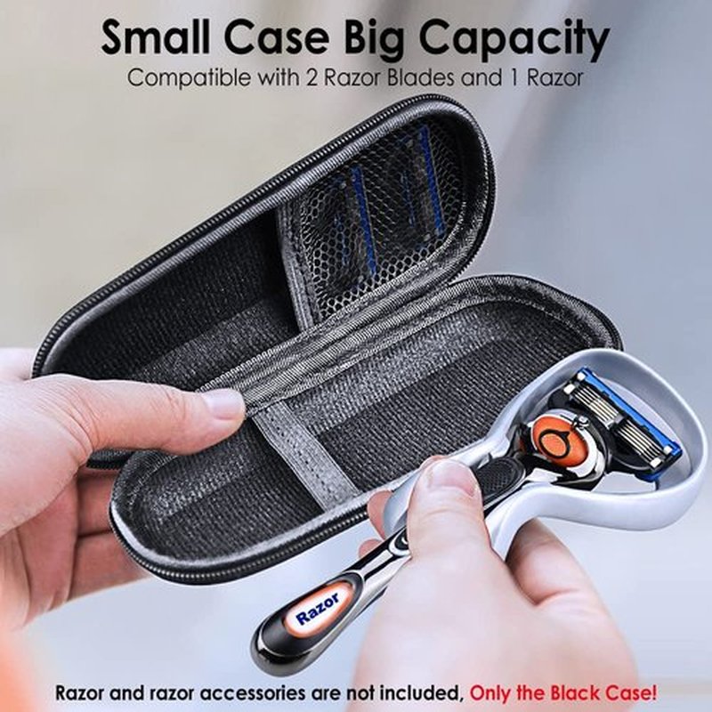 Gillette Hard EVA Razor Travel Case - Lightweight Design with Mesh Pocket for 2 Blades | Durable Zipper, Black