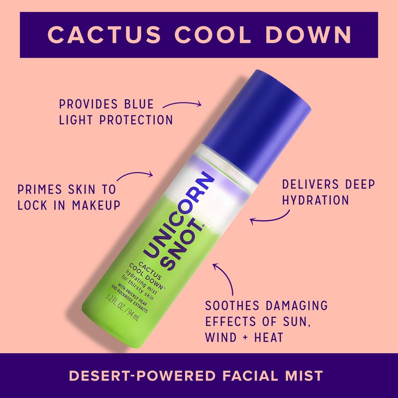 Unicorn Snot Cactus Cool Down™ After Sun Soothing Spray - Hydrating Facial Mist, Makeup Primer & Blue Light Shield – Cooling Spray with Aloe, Jojoba & Prickly Pear