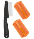 Dandruff Comb | Fine Tooth Stainless Steel Scalp Detox Tool for Lice Removal - Black & Orange