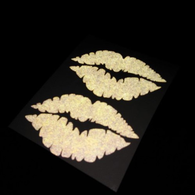 CUSHYSTORE 2X Lips Kiss Lady Sweet Girl Reflective Decal Sticker (3"x1.9", White)