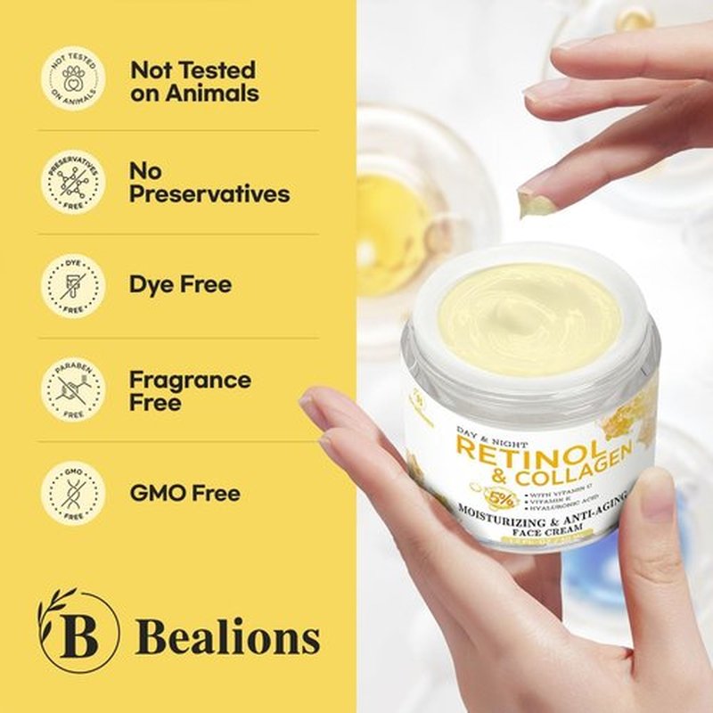 Retinol Cream for Face Anti Aging: Wrinkle Cream for Face Neck with Collagen Hyaluronic Acid - Night Moisturizer for Men Women - Facial Skin Care Gift for Mom Dad Sister