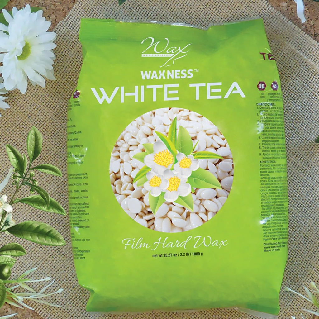 Waxness Film Hard Wax Beads White Tea Cream 2.2 lb (1 kg) Pack of 2 – Stripless Professional Hard Wax for Face & Body, Smooth Application, Suitable for Sensitive Skin – Made in Italy