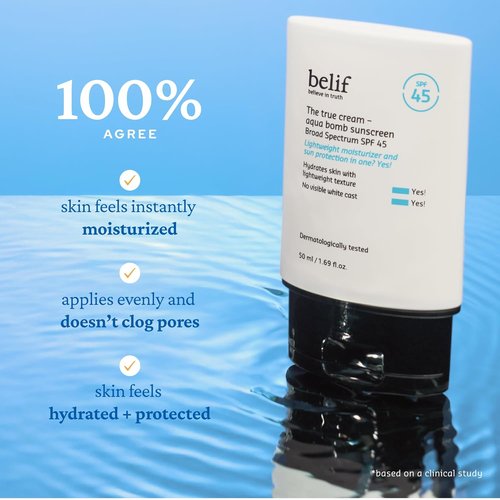 Belif Aqua Bomb Sunscreen SPF 45 - Hydrating Niacinamide Formula, Weightless & Invisible, 1.69 fl. oz