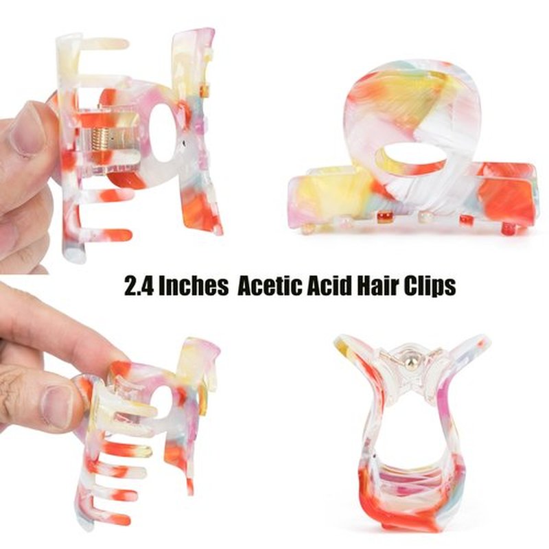 Small Hair Clips for Women, 2.4" Acetate Cute Hair Claw Clips Strong Hold, Nonslip Jaw Clips Half-Up Hair Accessories Birthday Valentine's Day Gift for Girls Mother Wife Daughter (3PCS)
