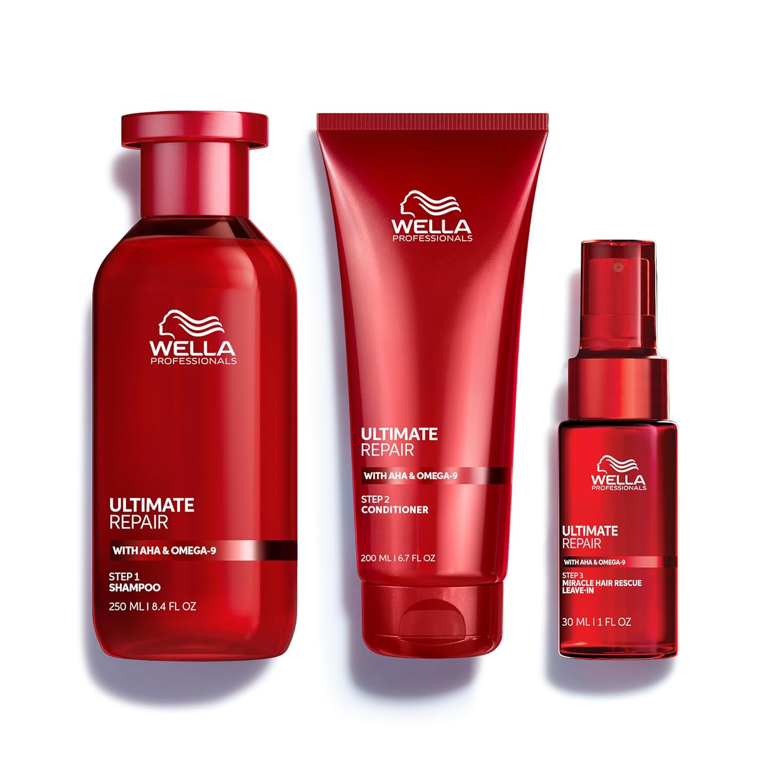 Wella Professionals Ultimate Repair Shampoo & Conditioner Bundle | Miracle Leave-In Treatment for Instant Repair & Moisture | AHA & Omega-9 Enriched