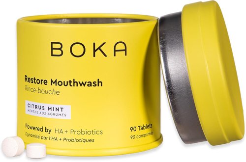 Boka Mouthwash Tablets - Refreshing Citrus Mint Flavor - Fluoride & Alcohol Free - Travel Size (90 Pcs)