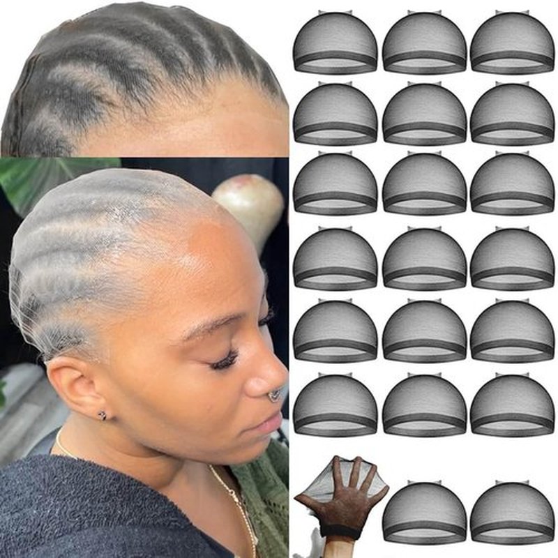 FDBJulyy 20 Pcs Black Transparent HD Wig Cap, Thin Nylon Cap for Women, Suitable for Parties, Weddings, Graduations, Halloween