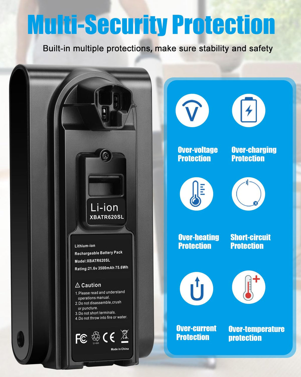 Ziment 21.6V Battery Replacement for Shark XBATR620SL Vacuum Battery