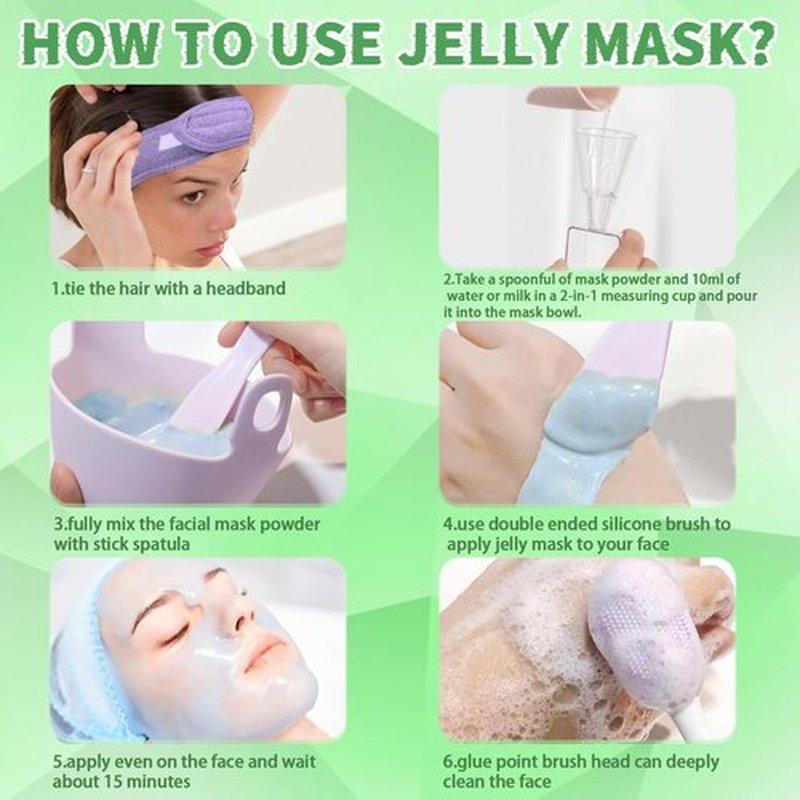 Ouhans Jelly Mask Set,Hyalorunic Acid Jelly Masks For Facials Professional,Aloe Vera Hydro Jelly Mask,Hydrating Rubber Masks, Facial Mask Mixing Bowl Set And Headband,Birthday Gifts Set for Women