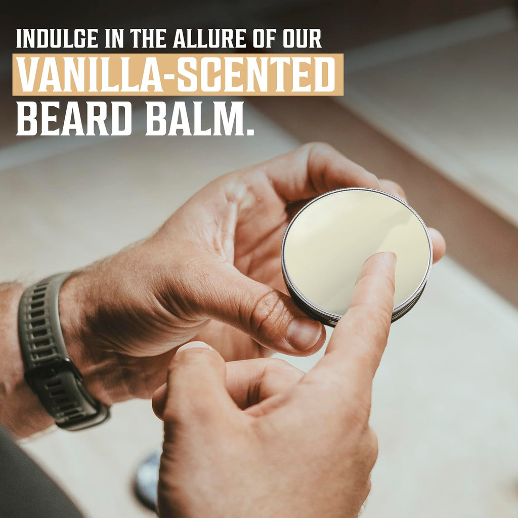 Viking Revolution Spiced Vanilla Beard Balm - Beard Butter with Argan Oil, Beard Softener for Men with Jojoba Oil - Beard Moisturizer for Men with Beeswax - Beard Wax for Men (2oz, 2 Pack)
