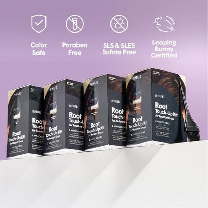 dpHUE Root Touch-Up Kit for Resistant Grays, Medium Brown - Permanently Cover Difficult, Stubborn Gray Hair - 2 Applications Included - Vegan & Leaping Bunny Certified