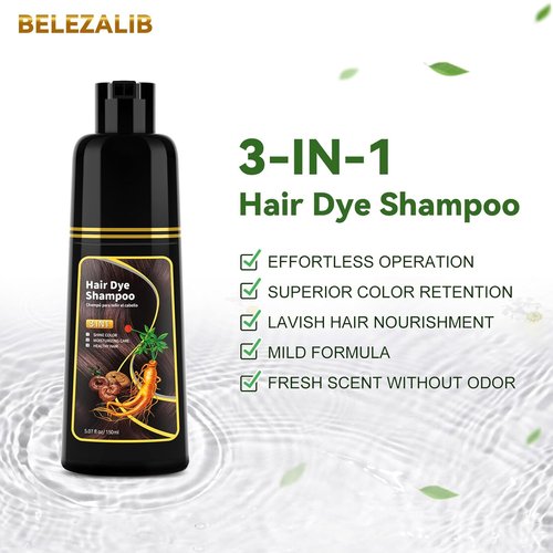 Dark Brown Hair Dye Shampoo - Natural Gray Coverage & Nourishment | 150 ML Semi-Permanent Color