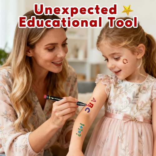 12pcs Tattoo Pen, Temporary Tattoo Maker for Kids, Safety Body Markers for Skin