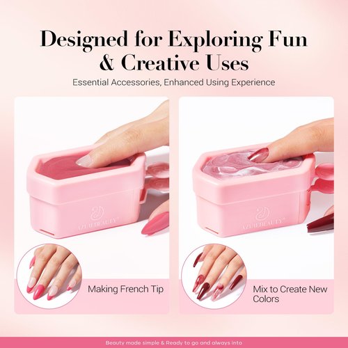 AZUREBEAUTY Dip Powder Recycling Tray System, Triple Layer Recycling Case Nail Dip Powder Container with Nails Tool Nail Brush Glass Nail File, French Nail Art Manicure Essential Tool